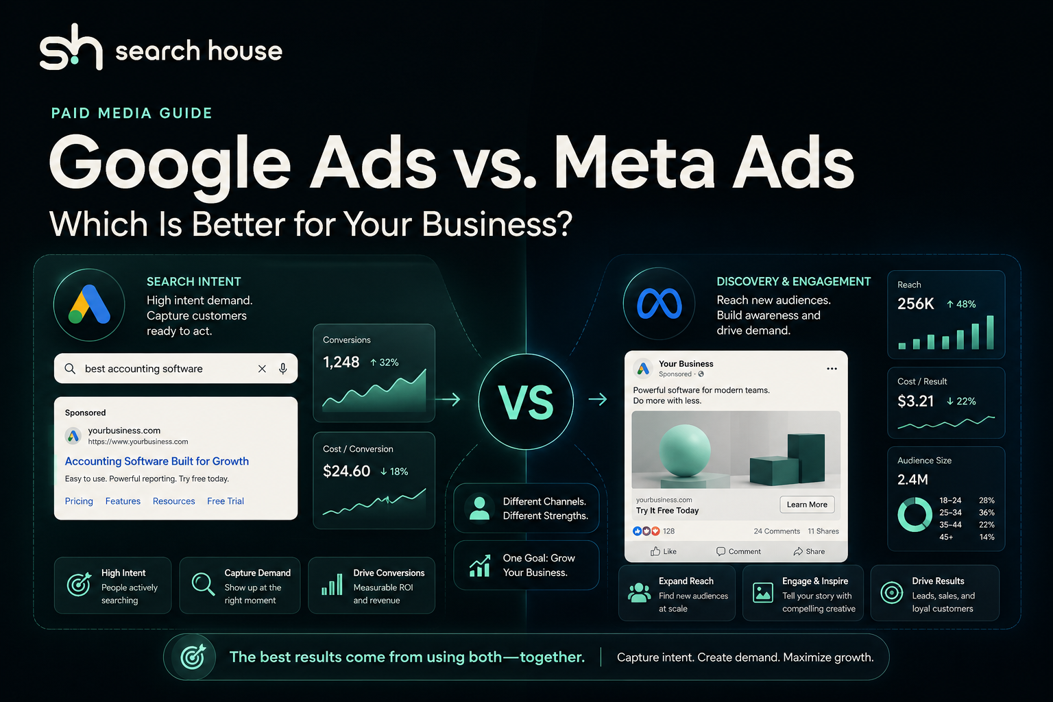 Google Ads versus Meta Ads comparison for business paid media strategy
